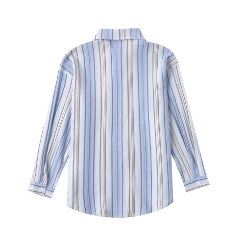 Image of LittleSpring Boys Button Down Long Sleeve Uniform Dress Shirts with Tie