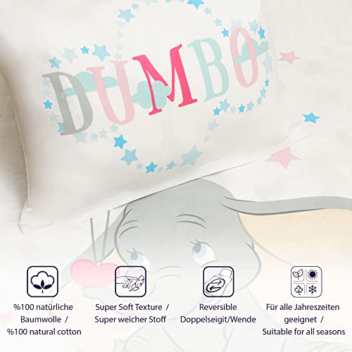 Miniatura 2 de Disney Home Dumbo Juego De Ropa De Cama Para Bebé, 100 X 135 Cm, Funda De Almohada De 40 X 60 Cm, Diseño Reversible, Ropa De Cama Infantil, Muy Suave, 100 Algodón, 2 Piezas, Certificado Ökotex