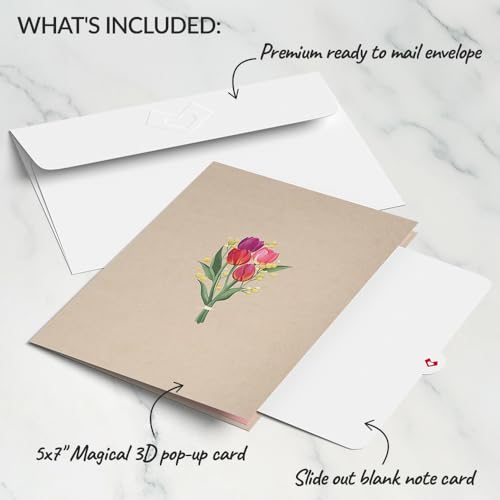 Lovepop Cheerful Tulips 3D Pop-Up Birthday Card - for Him, Her, Kids, Boys, Girls, Men, Women - Floral Greeting Card - 5" x 7" - Envelope Included - Thumbnail 5