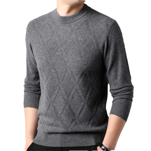 Men Sweater Argyle O-Neck Slim Fit Knit Solid Color Korean Pullovers