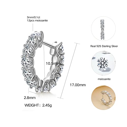 Hottie Honey Moissanite Hoop Earrings, Df Color Vvs1 Clarity Diamond Earrings Created At Lab With 925 Sterling Silver Plated 18K White Gold For Women Girls And Men #TOP2