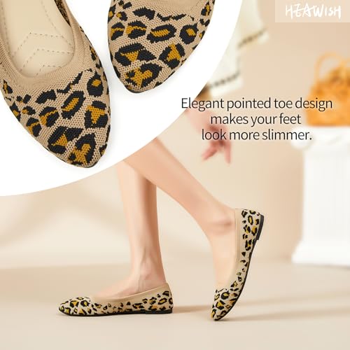 Image of HEAWISH Women's Ballet Flat Flats Shoes Comfortable Mesh Pointed Toe Slip On Dress Shoes