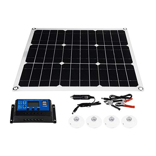 Joy MacPherso Car Moto Motorboat 60W 18V Dual USB Solar Panel Battery Charger Monocrystal Solar Power Panel with 40A Solar Controller Generator For Garden Roads