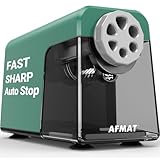 AFMAT Apontador de lápis elétrico resistente, 6 furos, apontador de lápis de parada automática para lápis de 6 a 11 mm, apontador elétrico de sala de aula para artistas, 7000 afiações, Save Pencils