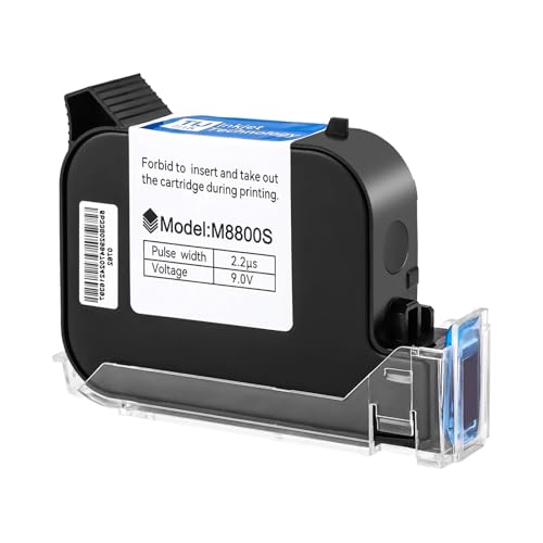 Genérico TIJ Online Cartucho de Impresora de inyección de Tinta portátil 12,7 mm Tinta Negra solvente a Prueba de Agua de Secado rápido 1/2/3/5PC(1PC)