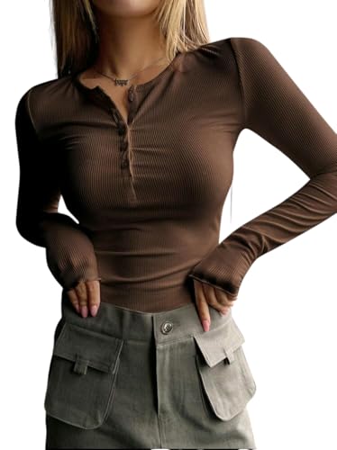 Image of Casual Regular Sleeves Solid Women Tops Henley Neck Top
