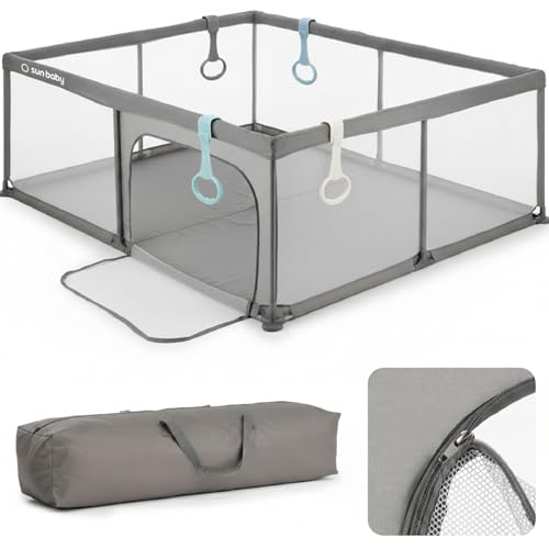 sun baby Laufstall mit grünen Griffen 150x200 cm 0-2 Jahre Grau...