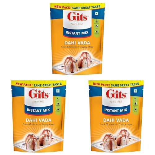 Image of Gits Instant Dahi Vada Snack Mix, Makes 62 Per Pack, Pure Veg, Instant Indian Snack Mix, 500g (Pack of 3)