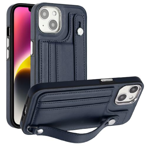 Housse iPhone SE 2020 avec dragonne en cuir pour garder les mains libres en ville