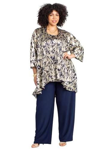 Catherines Women's Plus Size 3-Piece Foil Print Pant Set