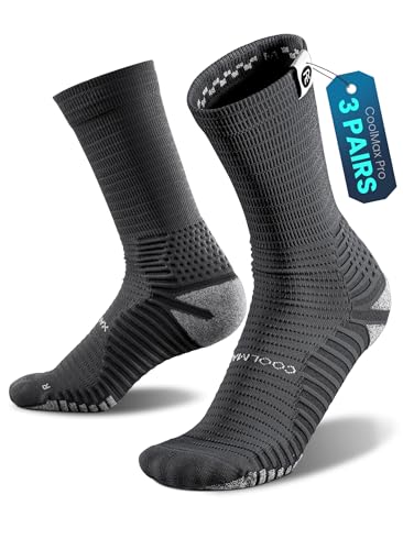 Rahhint Coolmax Quick Dry Anti Blister Compression Running Socks, Anti Slip Cushion Anti Pilling 3 Pairs for Marathon Hiking