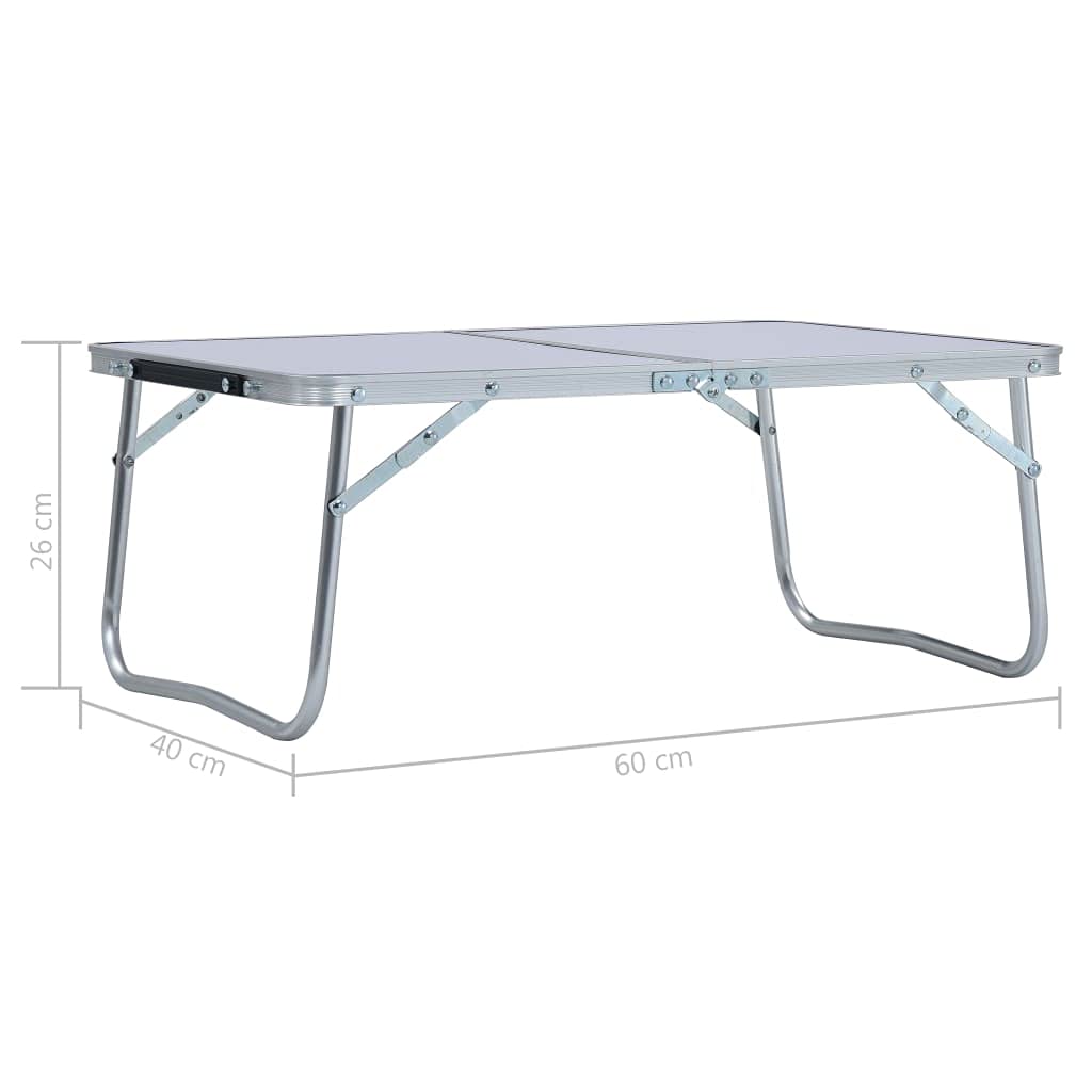 Artykuły sportowe - Rekreacja na świeżym powietrzu - kemping i piesze wycieczki - meble kempingowe składany stół kempingowy biały aluminium 60x40 cm