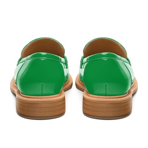 Image of JUSTDANNI Loafers for Women Slip On Shoes with Round Toe 1.2-Inch Low Chunky Block Heel Patent Comfortable Casual Dress Pump Shoes for Wedding Party Work Shopping Dating