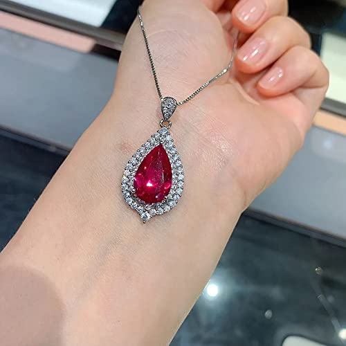 Ensemble bijoux rubis sans ternissement diamants pendant carbone élevé