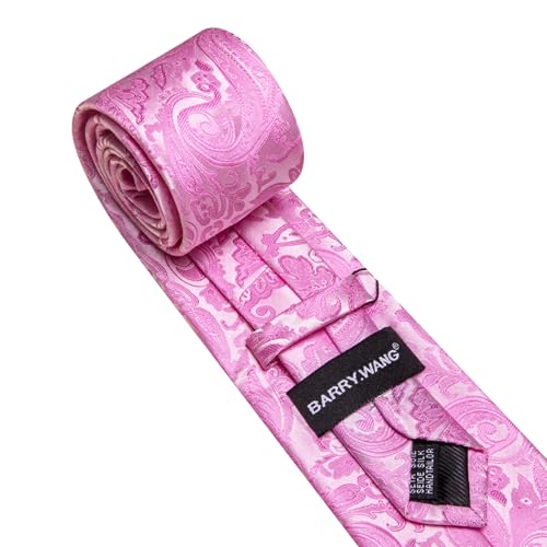 Image of Barry.Wang Men Ties Paisley Woven Silk Necktie Set with Pocket Suqare Cufflinks Formal