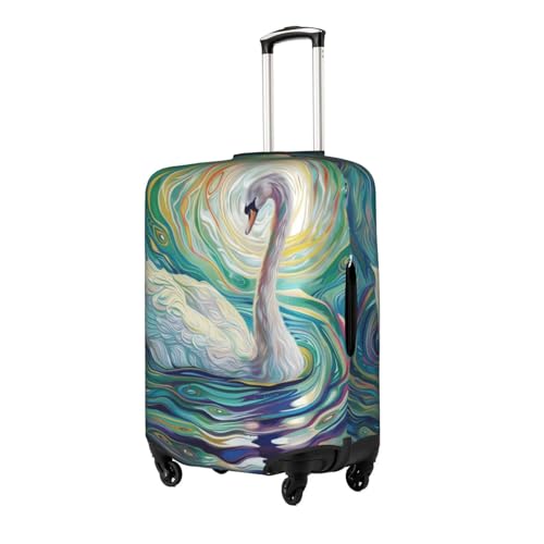 swan gracefully gliding on water Elastic Travel Luggage Cover Travel Suitcase Protective Cover2