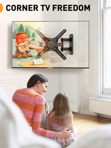 Image of Perlegear Full Motion TV Wall Mount for 26-50 inch TVs up to 55 lbs | Rotation, Extension, swivel, tilt, level, heavy-duty steel, single-stud design, perfect for corners, max VESA 300x300mm