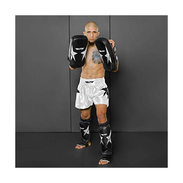 Elite-Sports-Muay-Thai-Kickboxing-Pads-MMA-Knee-and-Elbow-Target-Kicking-Strike-Shield-Pair-for-Martial-Arts Elite Sports 2 Pcs Muay Thai Kickboxing Pads MMA Knee and Elbow Target Kicking Strike Shield Pair for Martial Arts (White)