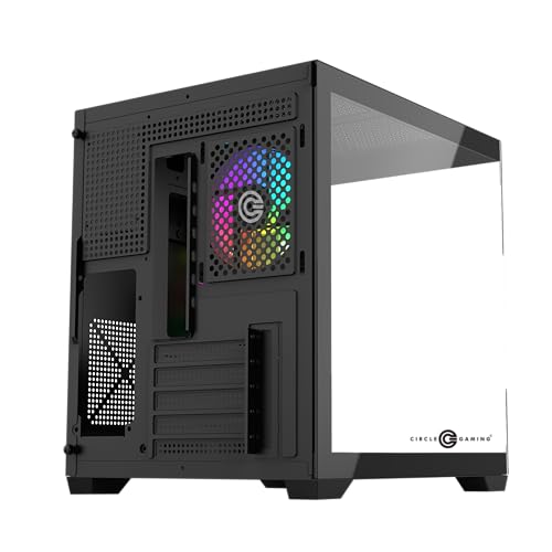 Image of Circle Lucid Micro M3 Mid- Tower Computer Case | Gaming Cabinet - Black| Support M-ATX, ITX | Pre- Installed 2 x 120mm Side and 1 x 120mm Rear ARGB Infinity Mirror Fans