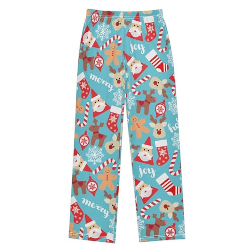 ZZXXB Holly Joy Reindeer Boys Long Pants Soft Trousers Elastic Waist Kids Lounge Bottoms with Pockets S-XL