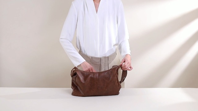 Bolso Hobo para mujer de cuero vegano retro miniatura 7