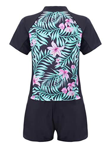 Sxiwei Kids Girls 2 Pieces Athletic Swimming Suit Beachwear Swimwear Short Sleeves Top with Shorts Set4