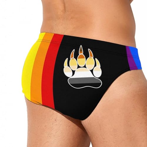 Gay LGBT Bear Flag Mens Swim Briefs Swimwear Bikini Underwear Sexy Low Rise Trunks Swimsuit Bathing Suit Beach3