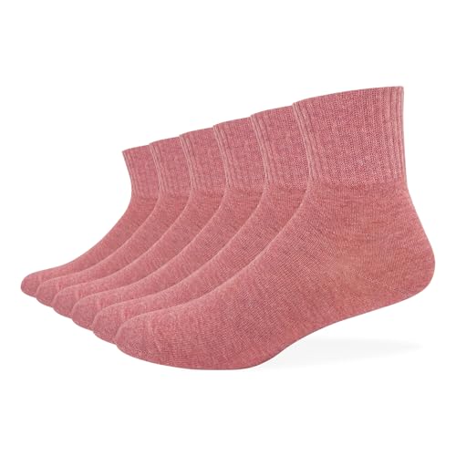 Image of Women's Cotton Half Crew Socks Basic Pure Color Casual Socks, 6 Pairs