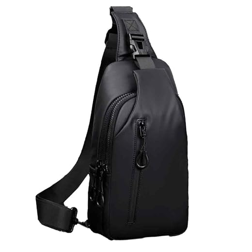 NEWSEE Lightweight Sling Bag Waterproof Crossbody Sling Backpack Small Chest Shoulder Backpack for Men Women(black)