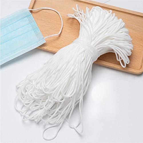 【3mm 50Metros】Cuerda Elastica, elloLife Blanco Redondos Cintas elásticas para Costura Y Manualidades DIY Cordon, Cordón goma para Elástico de Cuerda Tela para Coser Ropa Hogar y cocina