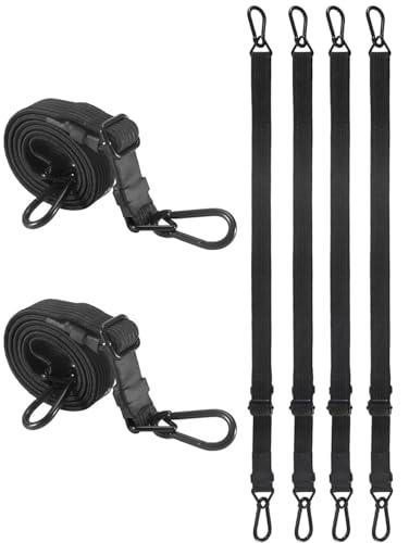 24 Inch Adjustable Carabiner Bungee Cords with 190 Lbs Max Break Strength - Adjust from 17 to 24 - Heavy Duty Flat Carabiner Bungee Straps with Upgraded Hooks for Tents Cargo Luggage etc (4 Pcs)