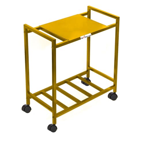 Image of WINSTAR 2-Tier UPS Stand for Home and Office | Metal Inverter Trolley with Wheels | Battery Holder for Inverter with Shelf | 2 Shelf (Single Battery Stand, Gold Color)