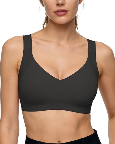 Gailife Womens Wireless Jelly Lift Bra Seamless Push Up Bra No Underwire Soft Full Coverage T-Shirt Bralettes Everyday Bras, Black, M