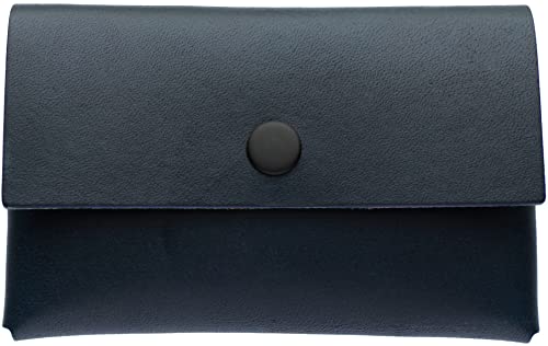 Minimalist Leather Business Credit Card Holder Front Pocket Wallet | Made in the USA | Premium Full Grain Vegetable Tanned Leather (English Bridle Navy Blue) - Image 3