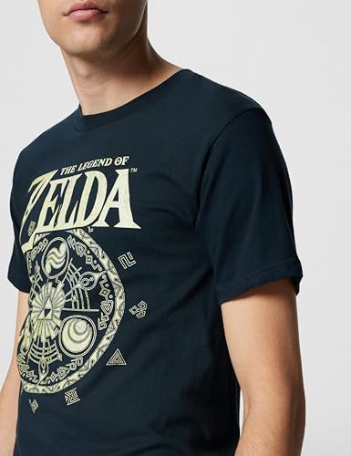 Nintendo Legend of Zelda Symbolic Circle T-Shirt Camiseta, Azul Marino, L para Hombre