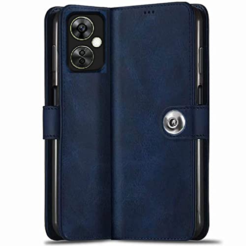 COVERBLACK Flip Cover for OnePlus CPH2467 / Nord CE3 Lite | Inside Back TPU & Stand | Wallet Stylish Button Magnetic Closure for OnePlus Nord CE 3 Lite 5G – Navy Blue
