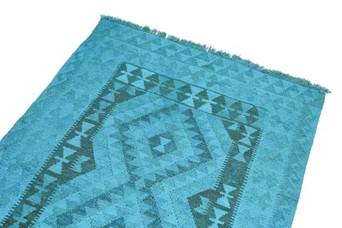 Tapis d'Orient Kilim Afghan en laine chromatique 100x146 au tissage à la main traditionnel