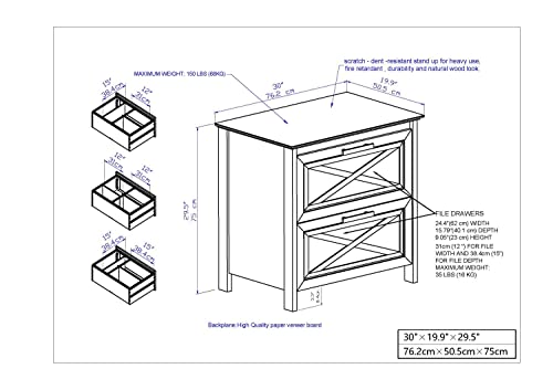 Saint Birch Austin 2-Drawer Modern Wood Lateral File Cabinet, Legal & Letter Size, Rustic Brown #TOP2