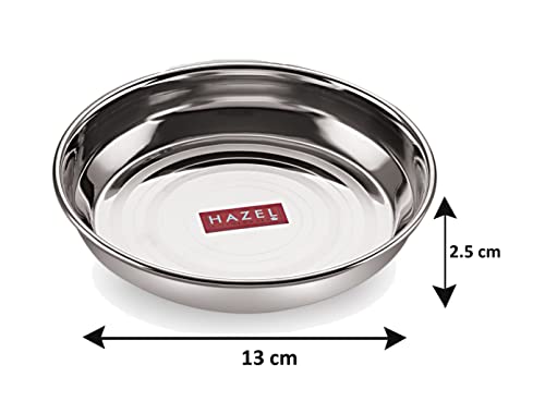 Image of HAZEL Stainless Steel Plates Set for Nashta Serving | Small Steel Plates for Snacks | Breakfast Plates, 300 ML, Set of 1