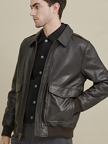 Image of Genuine Leather Jacket for Men | Vikram Bomber Jacket in Black & Brown