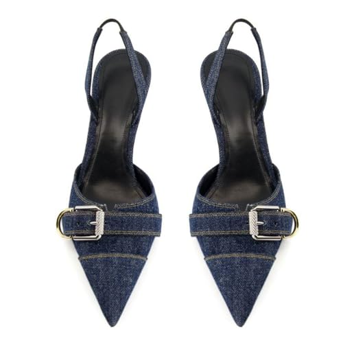 Women's Kitten Heel Pointed Closed Toe Slingback Pumps Comfort Low Heel Slip On Metal Buckle Pumps Fashion Wedding Prom Dressy Sandal Pumps for Women3