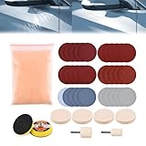 EMVANV Glass Polishing Kit, 39Pcs/Set Glass Scratch Remover, Deep Scratch Window Repair Tool, Window Windscreen Scratch Repair Kit with Cerium Oxide Polishing Powder Polishing Pad and Wheel