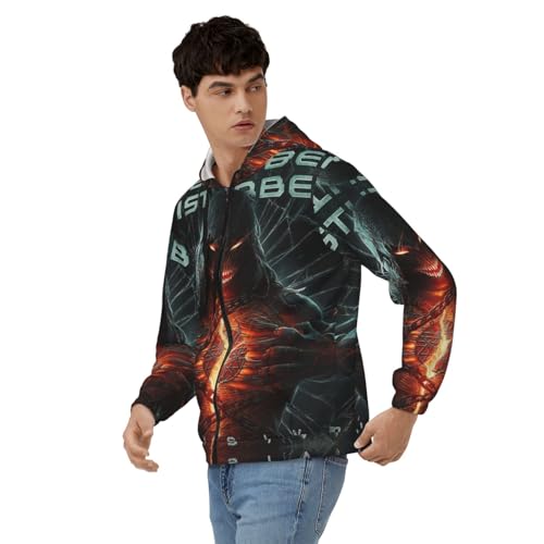 Disturbeds Men's Casual Zipper Hoodie Pullover Hooded Long Sleeve Sweatshirt with Big Pockets3