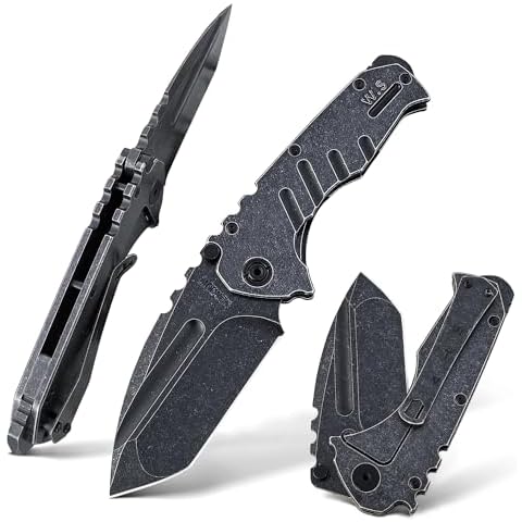 NEWOOTZ AUS-8 Blade Stone Wash Steel Handle Outdoor Camping Pocket Folding Knife EDC Portable Climbing Sharp Cover