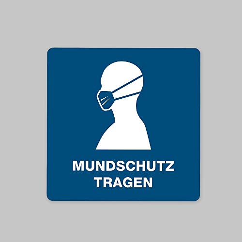 3 Stück Aufkleber "Mundschutz tragen" mit Piktogramm – selbstklebende Maskenpflicht Hinweisschilder für Arztpraxen, ÖPNV, Einzelhandel uvm. (15 x 15 cm | Blau) - Image 4