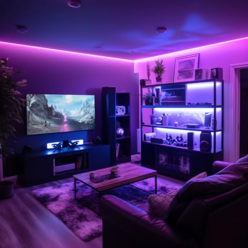 Image of LED Strip Lights 24V COB Purple Dimmable LED Lighting16.4ft (Kit) | Super Bright, Dotless High Density 7.2W /m, 8mm Width Cuttable Flexible, Home DIY Commercial Decoration