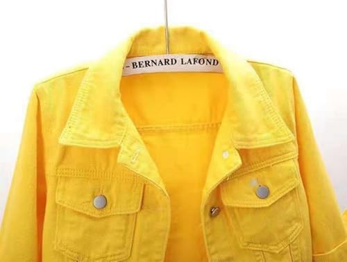 Women's Denim Jacket 2024 Fall Casual 3/4 Sleeve Denim Jacket Plus Size Basic Lapel Button Cropped Jacket2