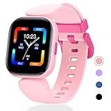 QOOGOT Smart Watch for Kids Girls Boys 6+, Waterproof Fitness Tracker with Heart Rate Sleep Monitor,19 Sport Modes Activity Tracker with Pedometer Alarm Clock,Step Fitbit Counter,Kids Gift (Pink)