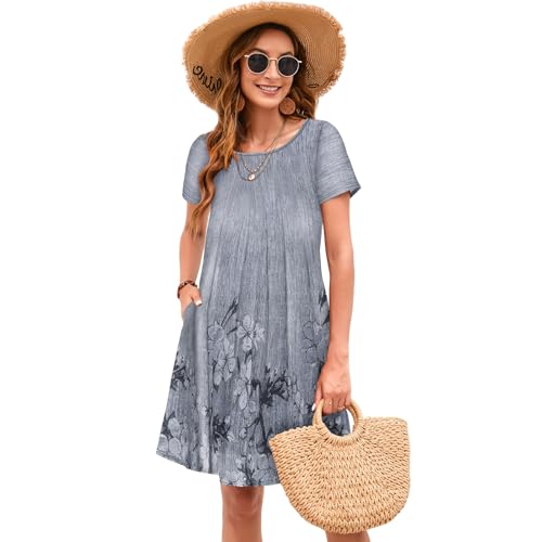 Sherosa Women's Summer Dresses 2025 Beach Boho Sundress Short Sleeve Loose Casual Tshirt Dress with Pockets4