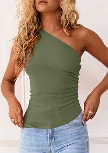 Image of PRETTYGARDEN One Shoulder Summer Tops for Women